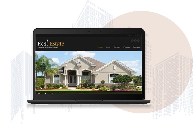 Modern real estate company website on desktop